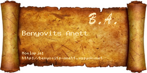 Benyovits Anett névjegykártya