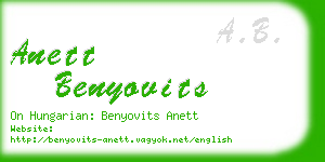 anett benyovits business card